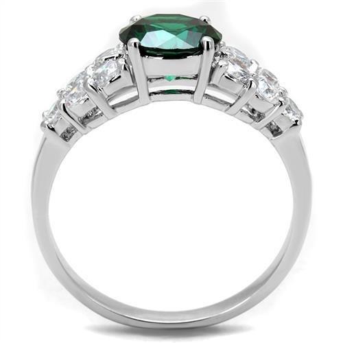 3W1364 - Rhodium Brass Ring with Synthetic Spinel in Emerald-2