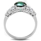 3W1364 - Rhodium Brass Ring with Synthetic Spinel in Emerald-2