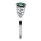3W1364 - Rhodium Brass Ring with Synthetic Spinel in Emerald-3
