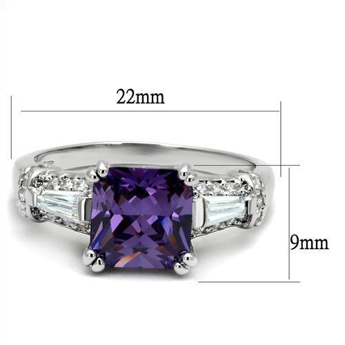 3W1365 - Rhodium Brass Ring with AAA Grade CZ  in Amethyst-1