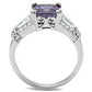 3W1365 - Rhodium Brass Ring with AAA Grade CZ  in Amethyst-2