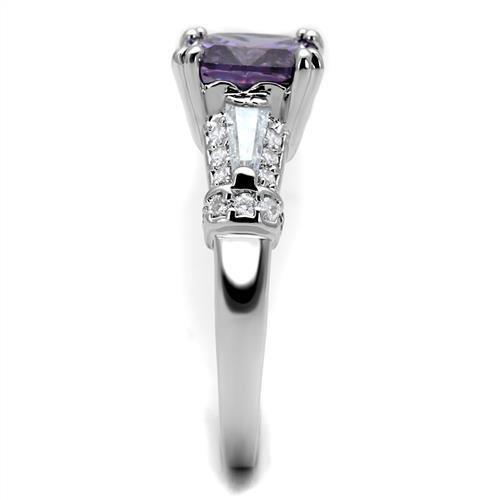 3W1365 - Rhodium Brass Ring with AAA Grade CZ  in Amethyst-3