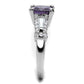 3W1365 - Rhodium Brass Ring with AAA Grade CZ  in Amethyst-3