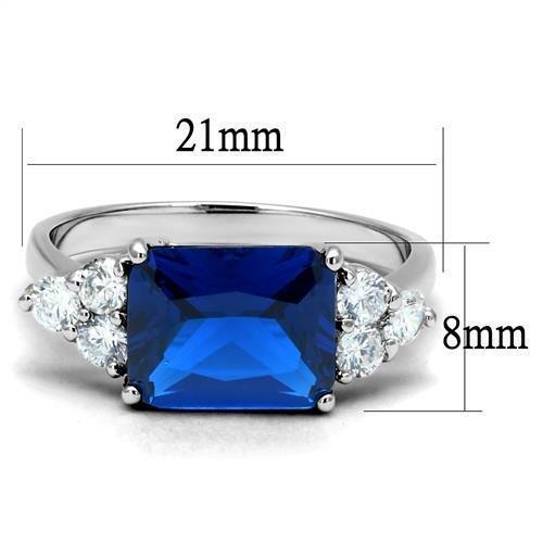 3W1367 - Rhodium Brass Ring with Synthetic Spinel in London Blue-1