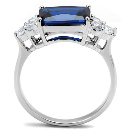 3W1367 - Rhodium Brass Ring with Synthetic Spinel in London Blue-2