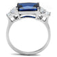3W1367 - Rhodium Brass Ring with Synthetic Spinel in London Blue-2