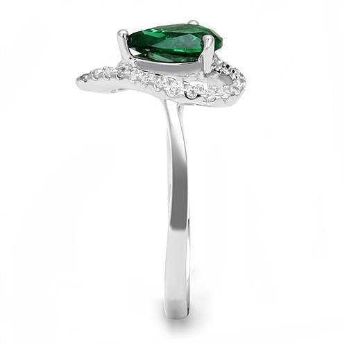 3W1384 - Rhodium 925 Sterling Silver Ring with Synthetic Synthetic Glass in Blue Zircon-3