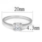 3W1385 - Rhodium 925 Sterling Silver Ring with AAA Grade CZ  in Clear-1