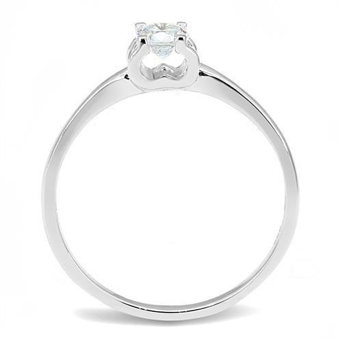 3W1385 - Rhodium 925 Sterling Silver Ring with AAA Grade CZ  in Clear-2