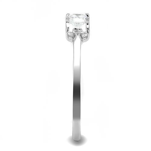 3W1385 - Rhodium 925 Sterling Silver Ring with AAA Grade CZ  in Clear-3