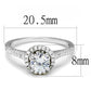3W1386 - Rhodium 925 Sterling Silver Ring with AAA Grade CZ  in Clear-1