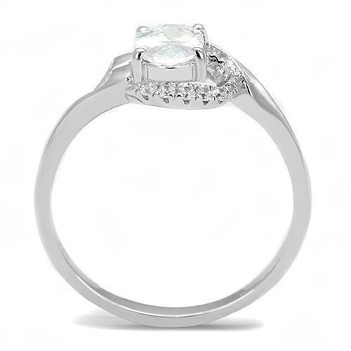 3W1388 - Rhodium 925 Sterling Silver Ring with AAA Grade CZ  in Clear-3