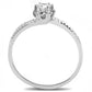 3W1392 - Rhodium 925 Sterling Silver Ring with AAA Grade CZ  in Clear-2