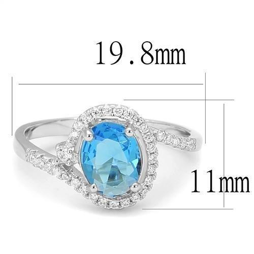 3W1393 - Rhodium 925 Sterling Silver Ring with Synthetic Spinel in London Blue-1