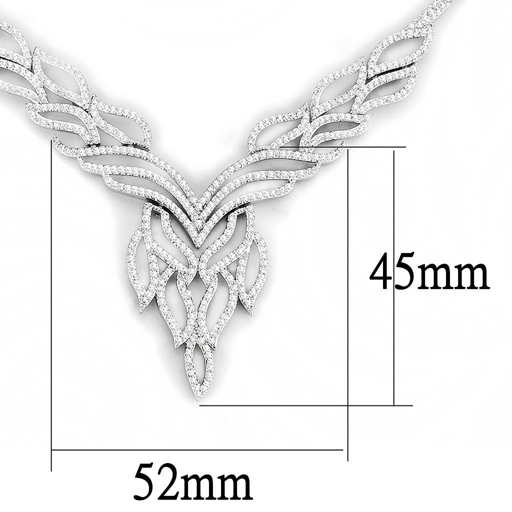 3W1418 - Rhodium Brass Jewelry Sets with AAA Grade CZ  in Clear-2