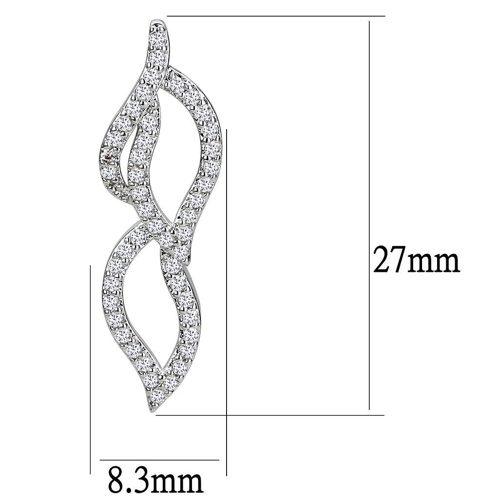 3W1418 - Rhodium Brass Jewelry Sets with AAA Grade CZ  in Clear-4