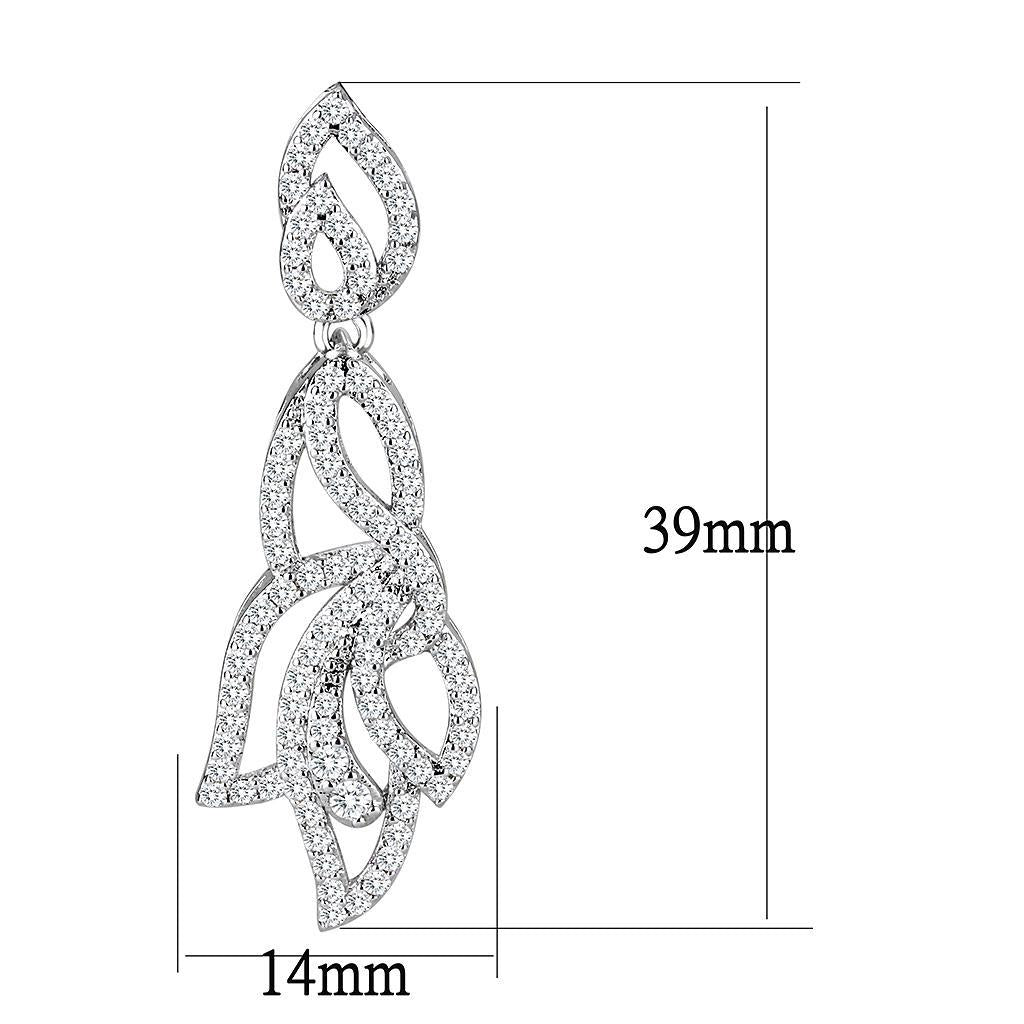 3W1420 - Rhodium Brass Jewelry Sets with AAA Grade CZ  in Clear-4