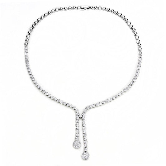 3W1428 - Rhodium Brass Jewelry Sets with AAA Grade CZ  in Clear-1