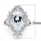 3W1435 - Rhodium Brass Ring with AAA Grade CZ  in Clear-1