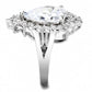 3W1435 - Rhodium Brass Ring with AAA Grade CZ  in Clear-3