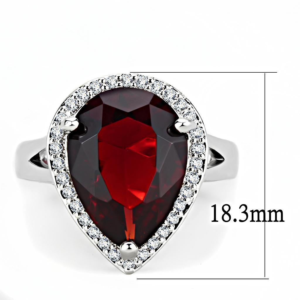 3W1438 - Rhodium Brass Ring with Synthetic Synthetic Glass in Siam-1