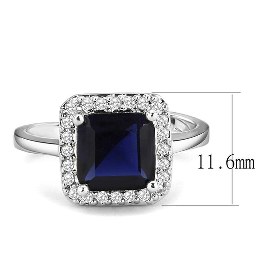 3W143 - Rhodium Brass Ring with Synthetic Synthetic Glass in Montana-1