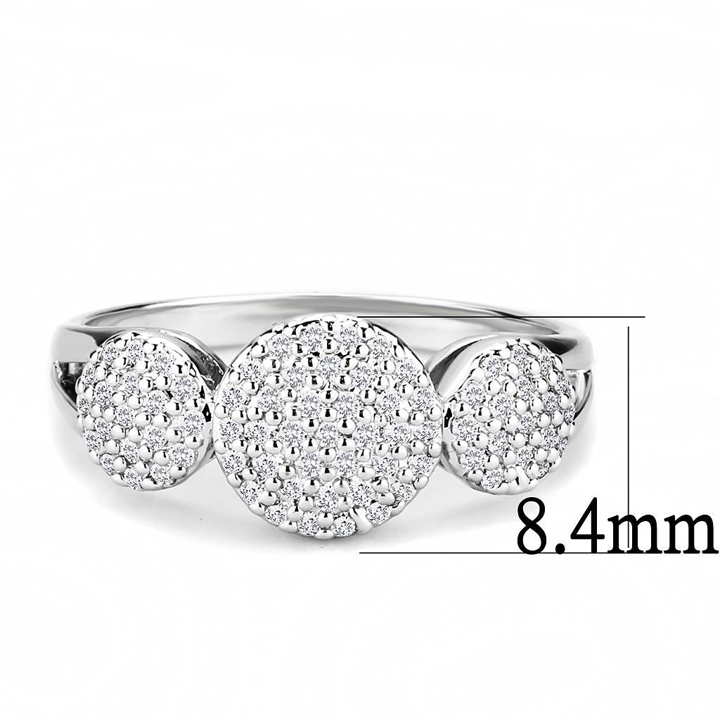 3W1440 - Rhodium Brass Ring with AAA Grade CZ  in Clear-1