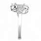 3W1441 - Rhodium Brass Ring with AAA Grade CZ  in Clear-3
