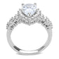 3W1442 - Rhodium Brass Ring with AAA Grade CZ  in Clear-2