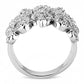 3W1443 - Rhodium Brass Ring with AAA Grade CZ  in Clear-2