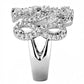 3W1443 - Rhodium Brass Ring with AAA Grade CZ  in Clear-3