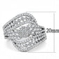 3W1445 - Rhodium Brass Ring with AAA Grade CZ  in Clear-1