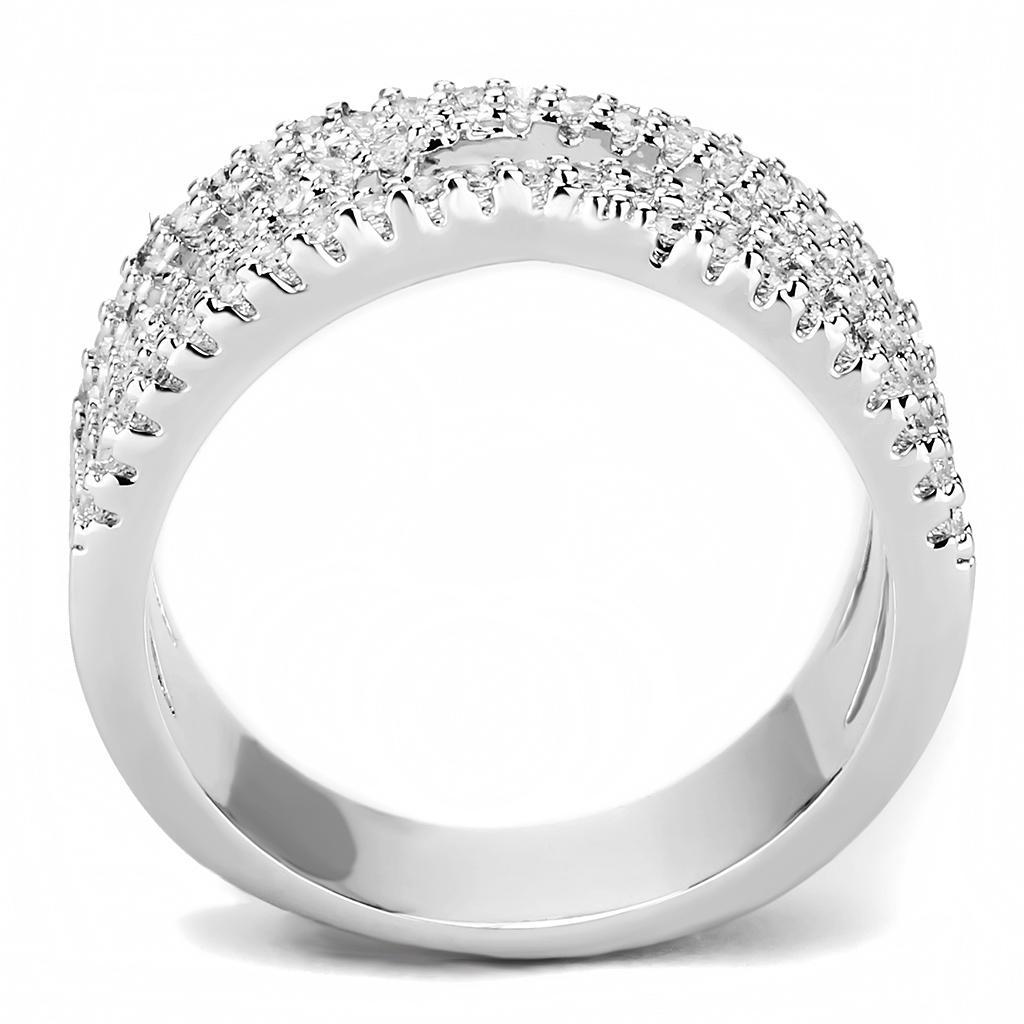 3W1450 - Rhodium Brass Ring with AAA Grade CZ  in Clear-2