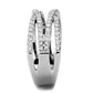 3W1450 - Rhodium Brass Ring with AAA Grade CZ  in Clear-3