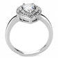 3W1453 - Rhodium Brass Ring with AAA Grade CZ  in Clear-2