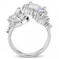 3W1454 - Rhodium Brass Ring with AAA Grade CZ  in Clear-2