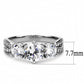 3W1456 - Rhodium Brass Ring with AAA Grade CZ  in Clear-1