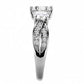 3W1456 - Rhodium Brass Ring with AAA Grade CZ  in Clear-3