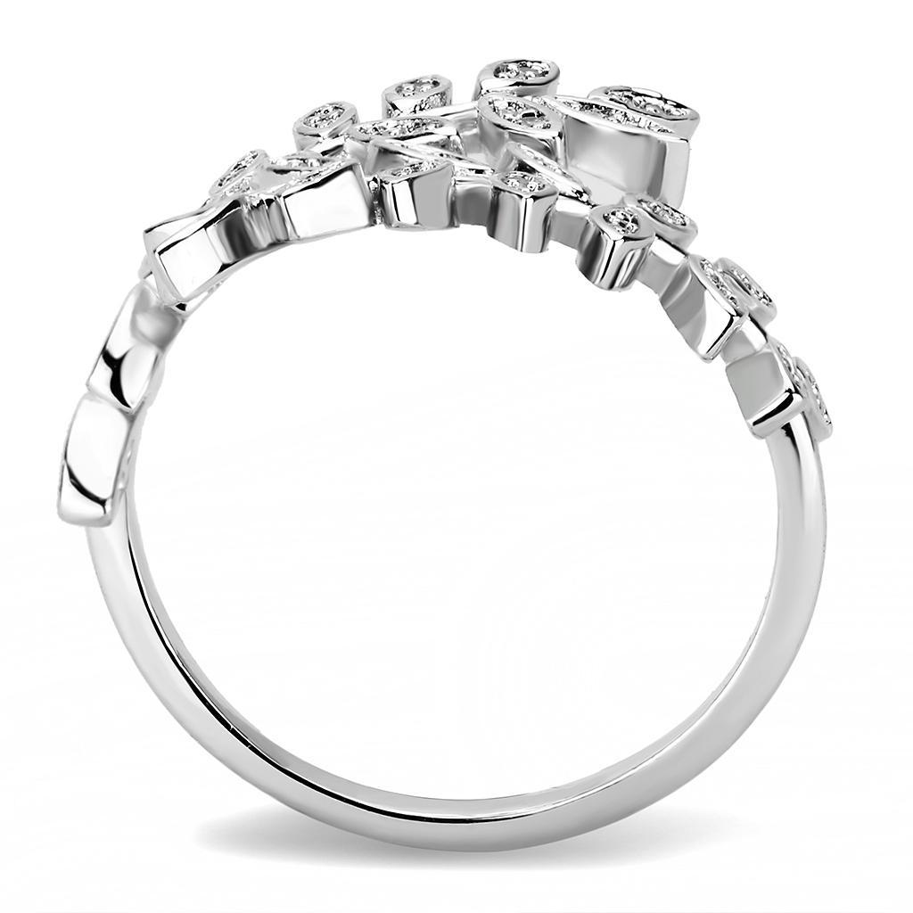 3W1457 - Rhodium Brass Ring with AAA Grade CZ  in Clear-2