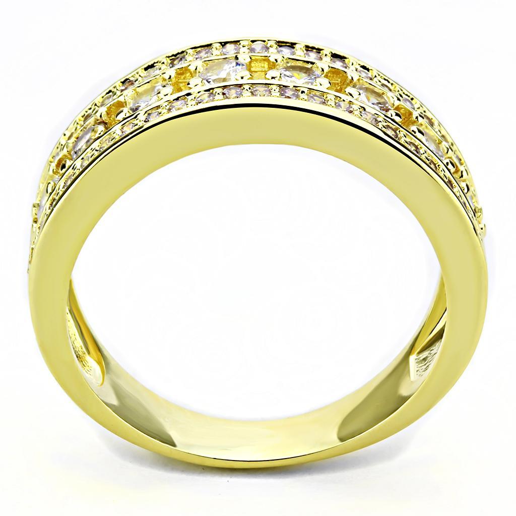 3W1459 - Gold Brass Ring with AAA Grade CZ  in Clear-2