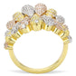 3W1462 - Tricolor Brass Ring with AAA Grade CZ  in Clear-2