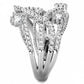3W1463 - Rhodium Brass Ring with AAA Grade CZ  in Clear-3