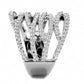 3W1465 - Rhodium Brass Ring with AAA Grade CZ  in Clear-3