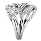 3W1466 - Rhodium Brass Ring with AAA Grade CZ  in Clear-3