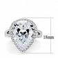 3W1469 - Rhodium Brass Ring with AAA Grade CZ  in Clear-1