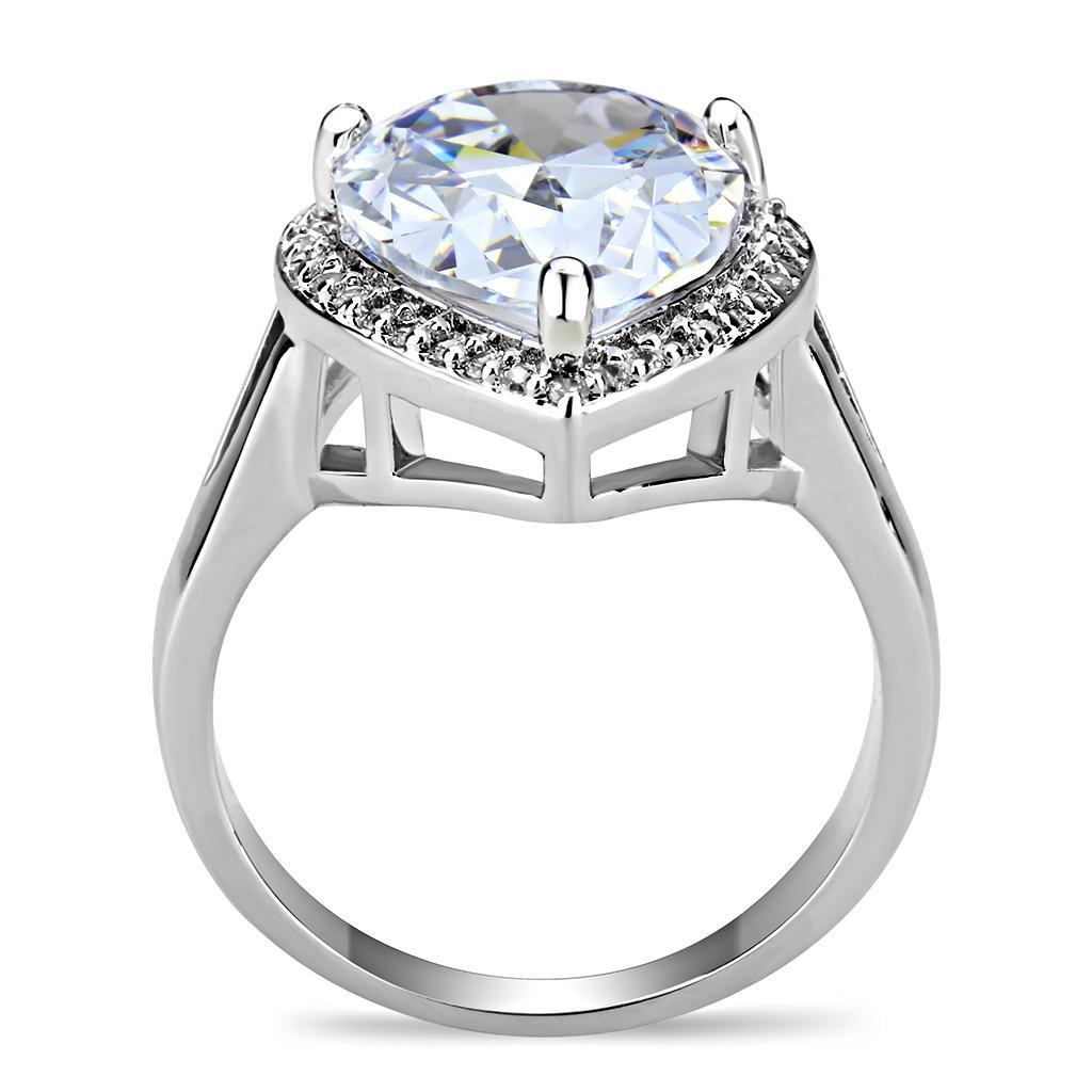 3W1469 - Rhodium Brass Ring with AAA Grade CZ  in Clear-2