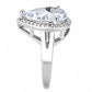 3W1469 - Rhodium Brass Ring with AAA Grade CZ  in Clear-3