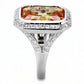 3W1471 - Rhodium Brass Ring with AAA Grade CZ  in Champagne-3