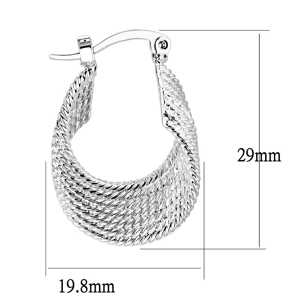 3W1476 - Rhodium Brass Earrings with No Stone-1
