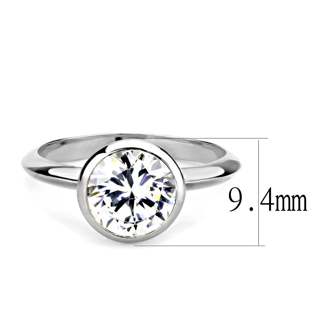 3W1487 - Rhodium Brass Ring with AAA Grade CZ  in Clear-1